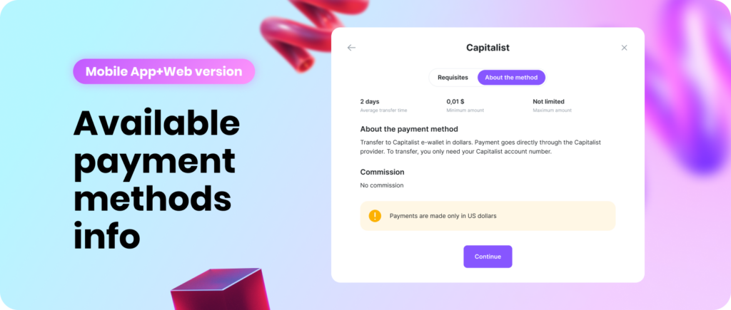 Available payment methods